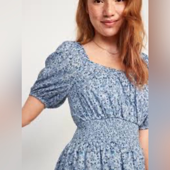 Old Navy | Blue Paisley Cottage-core Mini Dress - Picture 2 of 10